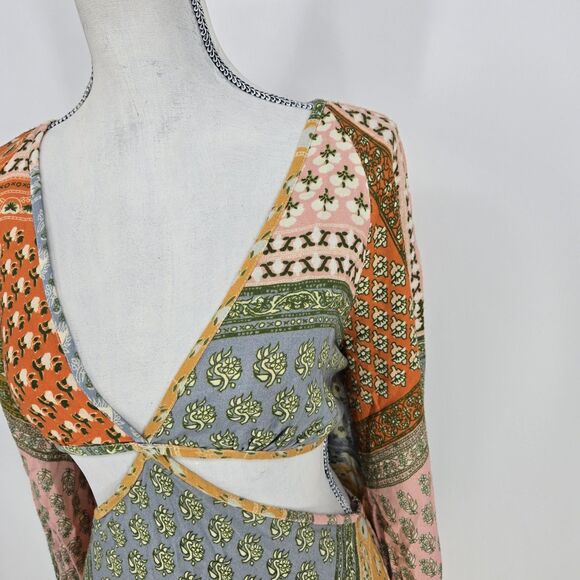Jen's Pirate Booty Daydream Sonora Patchwork Cutout Boho Maxi Dress Designer L - Picture 2 of 9